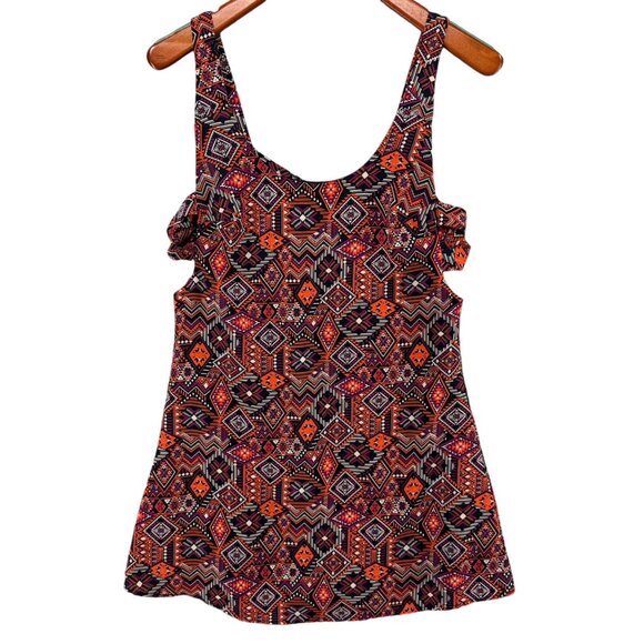 Tobi Mini Tank Dress Red Burgundy Aztec Print Boho Sleeveless Pullover Size M - Picture 12 of 14